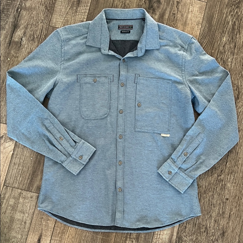 Felix Hardy Denim Blue Casual Button Down Shirt